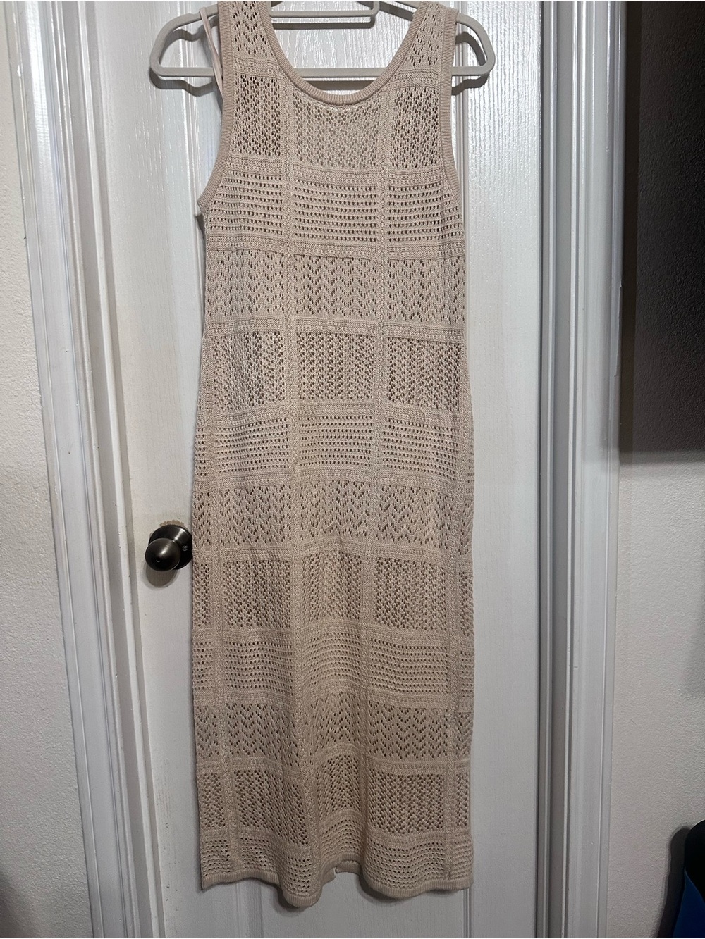 Lucky Brand crochet beach Knit Midi Dress in Beige - Picture 2 of 5